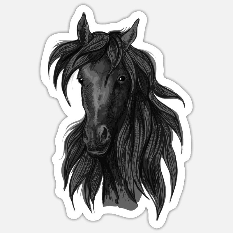 Cheval - Sticker taille S (10 x 10 cm) - blanc mat