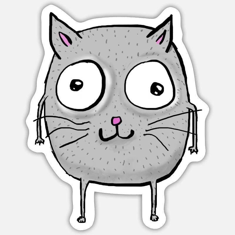 Drôle de chat Sticker taille S (10 x 10 cm)