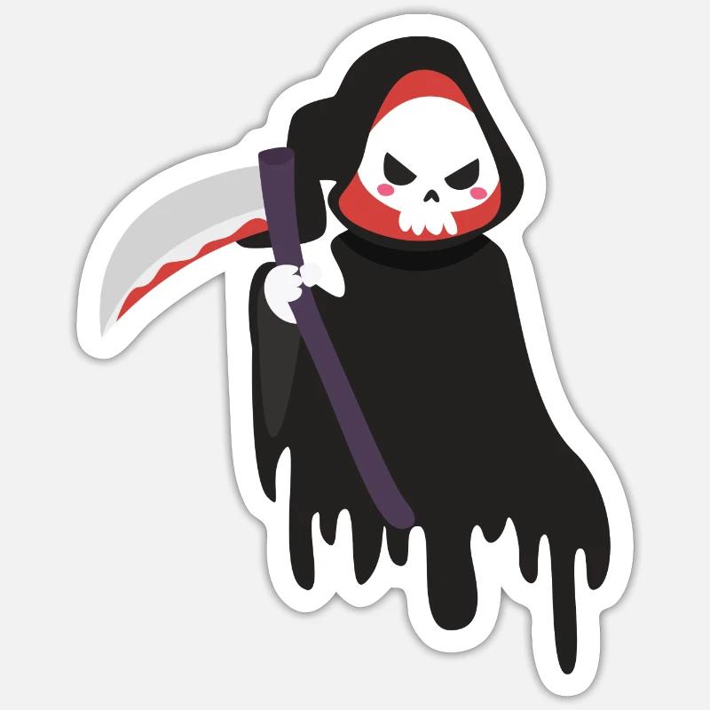 Grim Reaper - Halloween - Sticker taille S (10 x 10 cm) - blanc mat