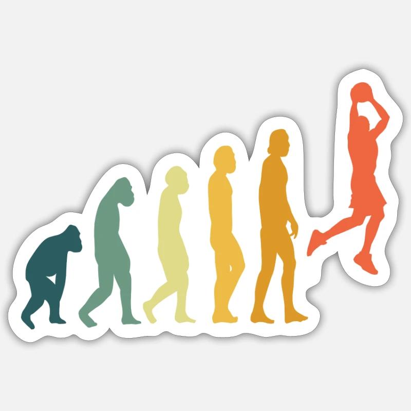 Basketball Evolution Dunking Retro Sticker taille S (10 x 10 cm)