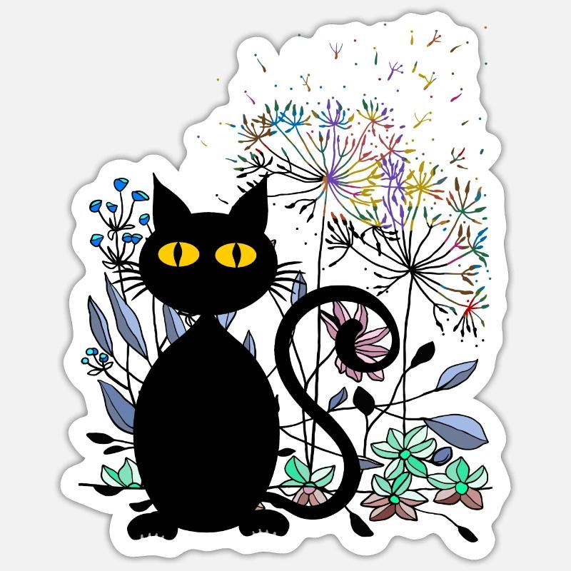 Chat - Sticker taille S (10 x 10 cm) - blanc mat
