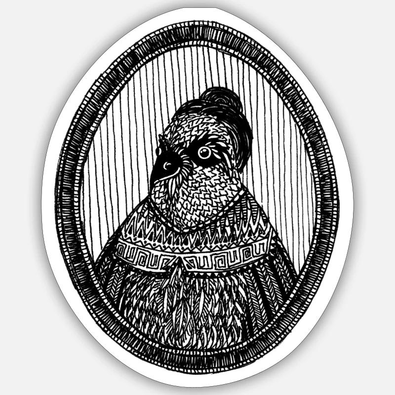 Bird - Vogel, Illustration, Victorian, Rahmen - Sticker Größe S (10 x 10 cm) - Mattweiß