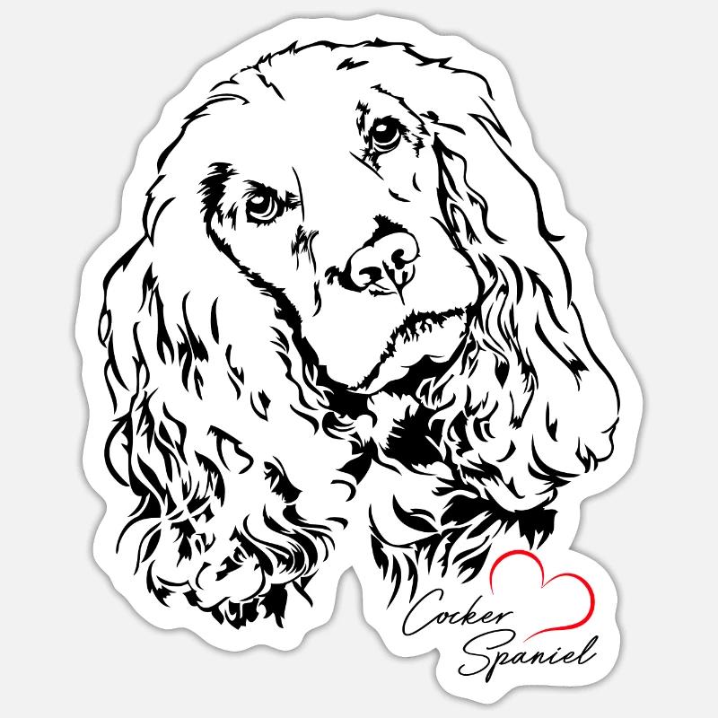 Sticker portrait de chien COCKER SPANIEL Wilsigns - Sticker taille S (10 x 10 cm) - blanc mat