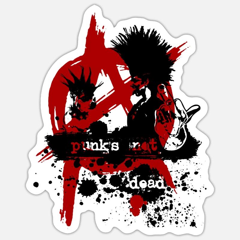 Trash Polka - punk's not dead - Sticker taille S (10 x 10 cm) - blanc mat