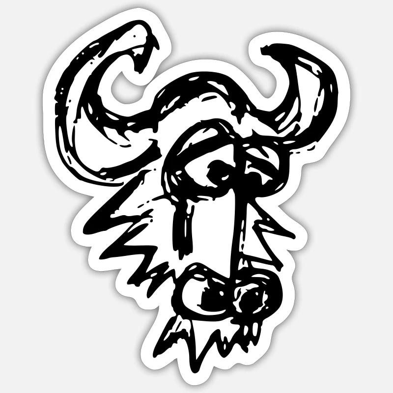 GNU 002 - Sticker Größe S (10 x 10 cm) - Mattweiß