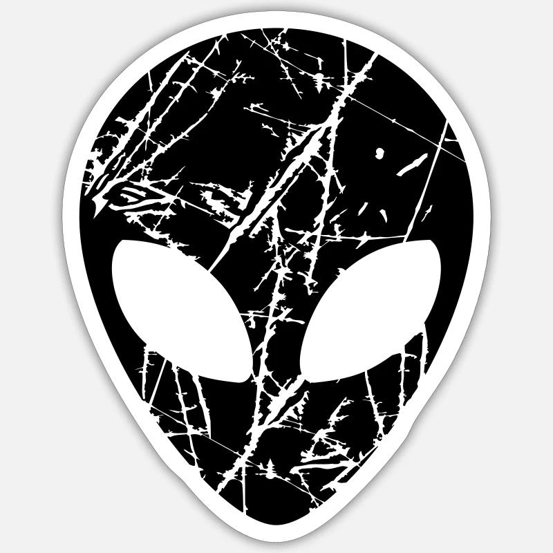 Cracked head alien - Sticker size S (10 x 10 cm) - white matte