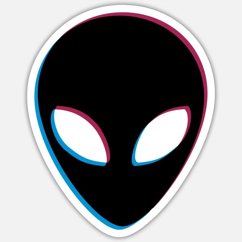 Alien 3D Effekt - Sticker Größe S (10 x 10 cm) - Mattweiß