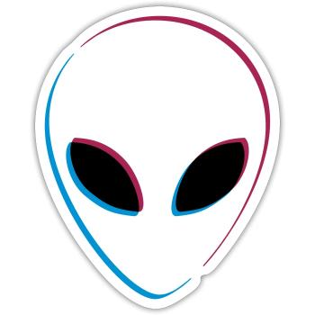 3D effect alien - Sticker size S (10 x 10 cm) - white matte - Front