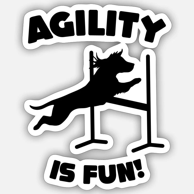 Agility is fun dog shirt - Sticker size S (10 x 10 cm) - white matte