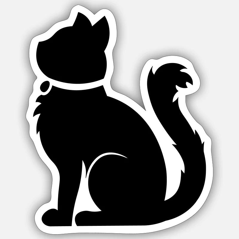 Chat pelucheux / chat pelucheux - Sticker taille S (10 x 10 cm) - blanc mat
