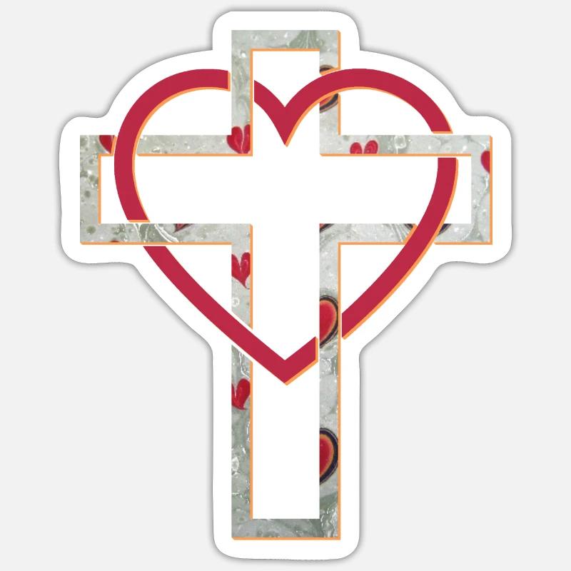 kreuz 6 e 235 - Sticker Größe S (10 x 10 cm) - Mattweiß
