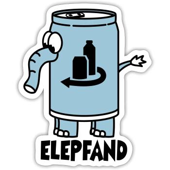 Elefant als Elepfand - schwarze Schrift - Sticker Größe S (10 x 10 cm) - Mattweiß - Vorne