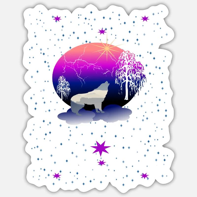 Wolf - Sticker taille S (10 x 10 cm) - blanc mat