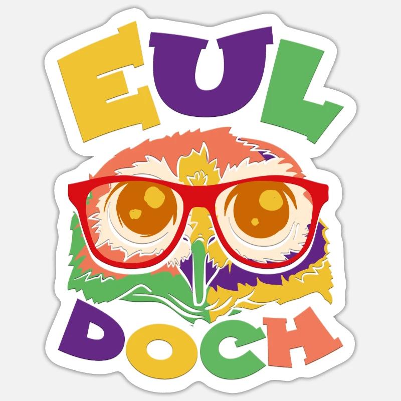 EUL doch - Eule mit Brille Sticker Größe S (10 x 10 cm)