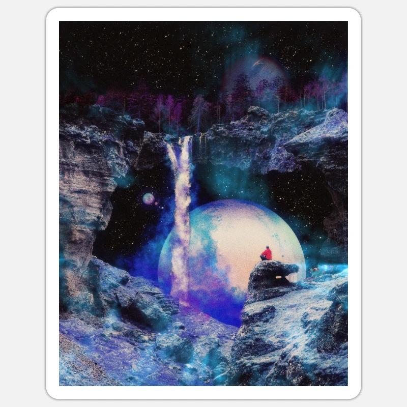 Space Cave avec cascade Sticker taille S (10 x 10 cm)