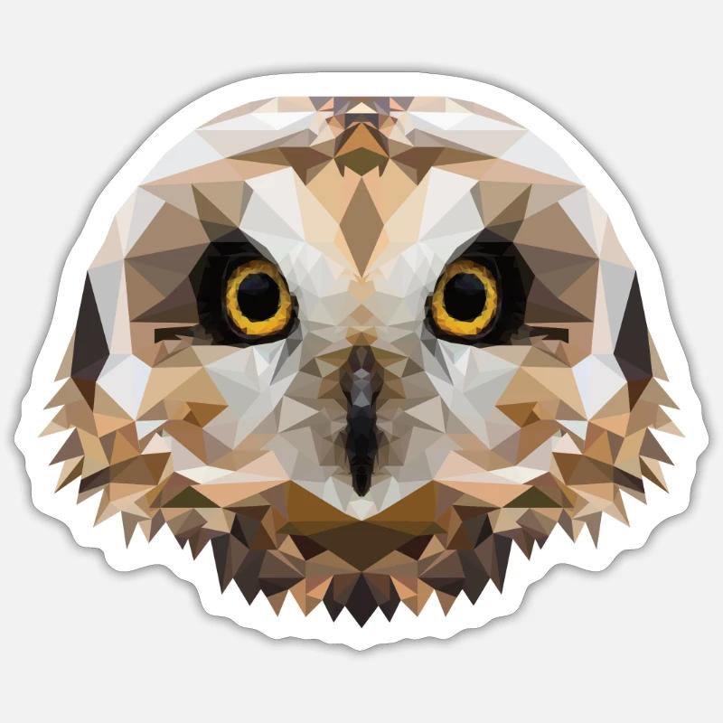 Polygon Sumpfohreule, Eule, Polygon, Tier, Vogel - Sticker Größe S (10 x 10 cm) - Mattweiß