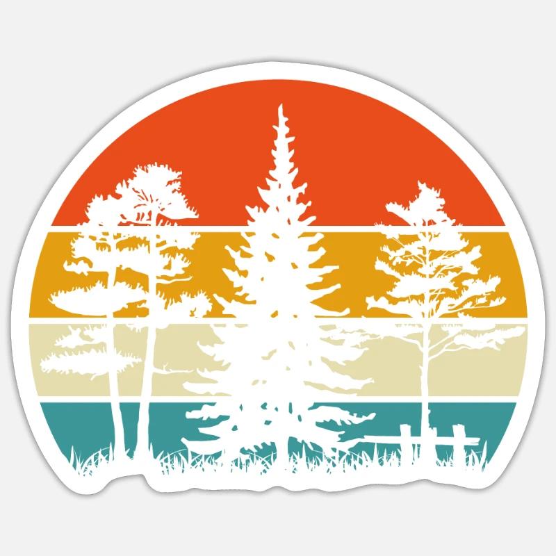 Retro Distressed Pine Tree/ Pine Tree Lovers Sticker size S (10 x 10 cm)
