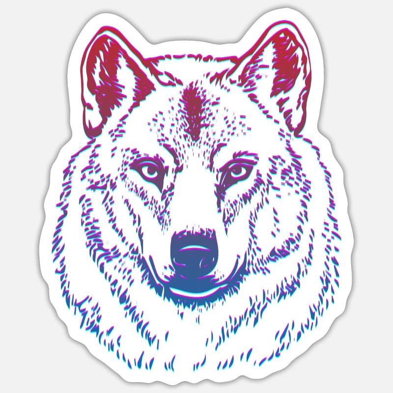 Wolf Kopf Graffiti - Sticker Größe S (10 x 10 cm) - Mattweiß