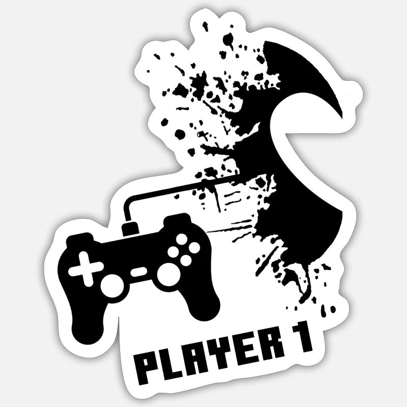 player 1 / player 2 - player one - Sticker Größe S (10 x 10 cm) - Mattweiß