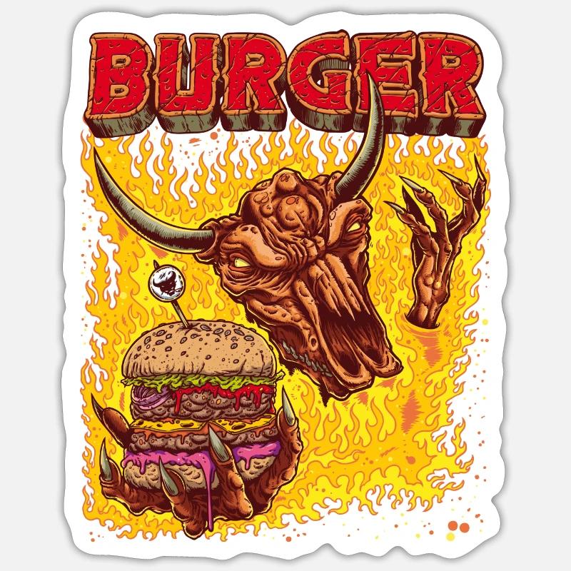 Burger - Sticker Größe S (10 x 10 cm) - Mattweiß