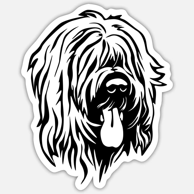 Briard Kopf - Sticker Größe S (10 x 10 cm) - Mattweiß