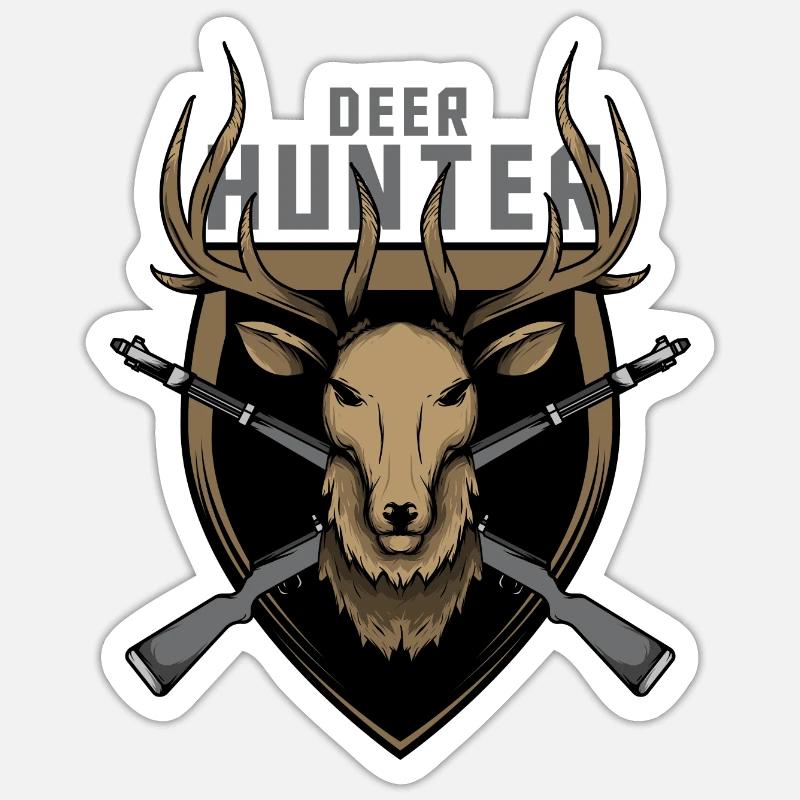 Hirschjäger - Sticker Größe S (10 x 10 cm) - Mattweiß