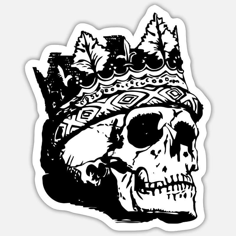 Crâne de roi. - Sticker taille S (10 x 10 cm) - blanc mat