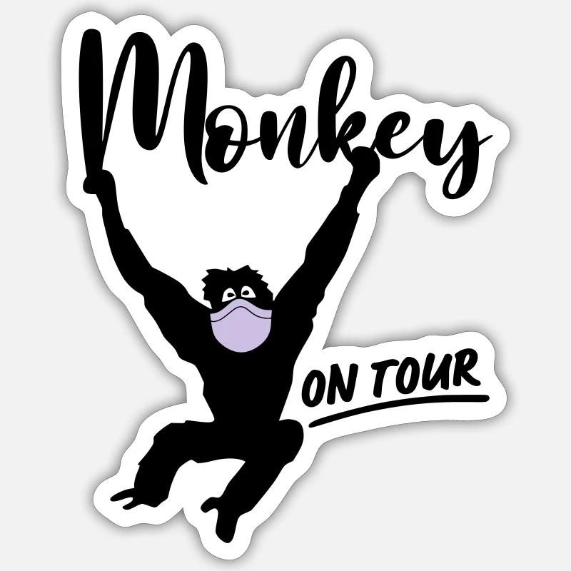 Monkey Singe Masque Corona On Tour Sticker taille S (10 x 10 cm)