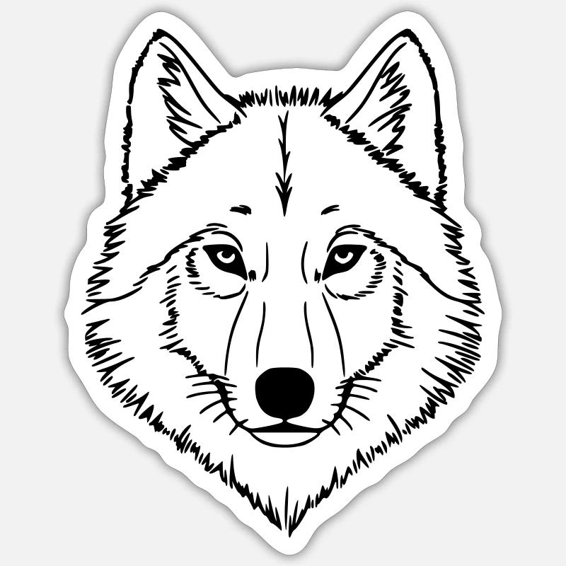 drawing Wolve - Sticker Größe S (10 x 10 cm) - Mattweiß