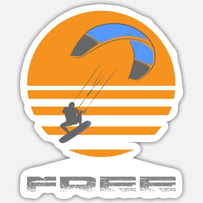 kitesurf - Sticker taille S (10 x 10 cm) - blanc mat