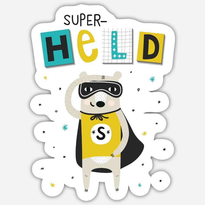 superheld - Sticker Größe S (10 x 10 cm) - Mattweiß