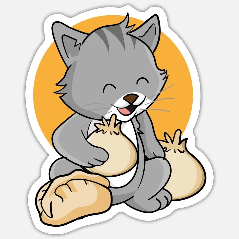 Katze Dumpling - Sticker Größe S (10 x 10 cm) - Mattweiß