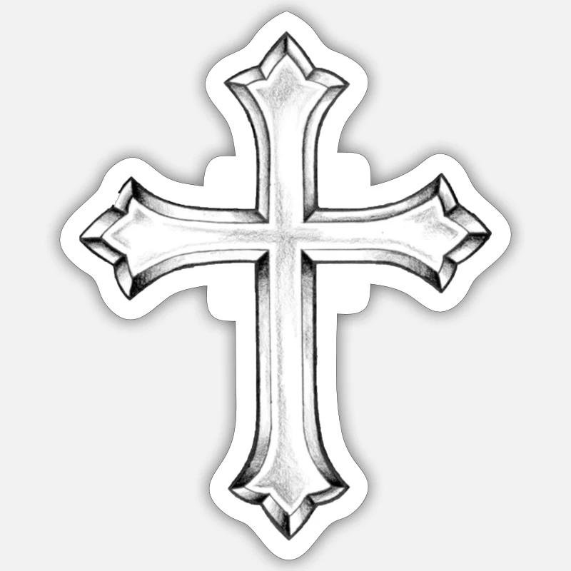 croix - Sticker taille S (10 x 10 cm) - blanc mat