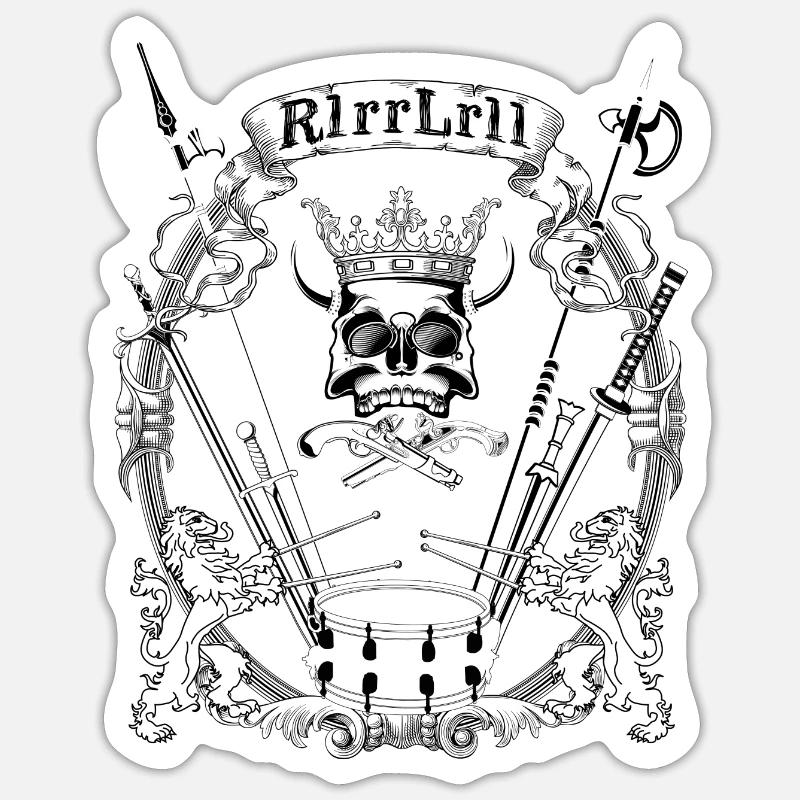 Batteur batteur drummer Paradiddle - Sticker taille S (10 x 10 cm) - blanc mat