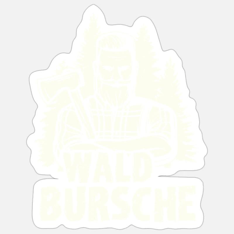 Waldbursche Holzfäller Förster - Sticker Größe S (10 x 10 cm) - Mattweiß
