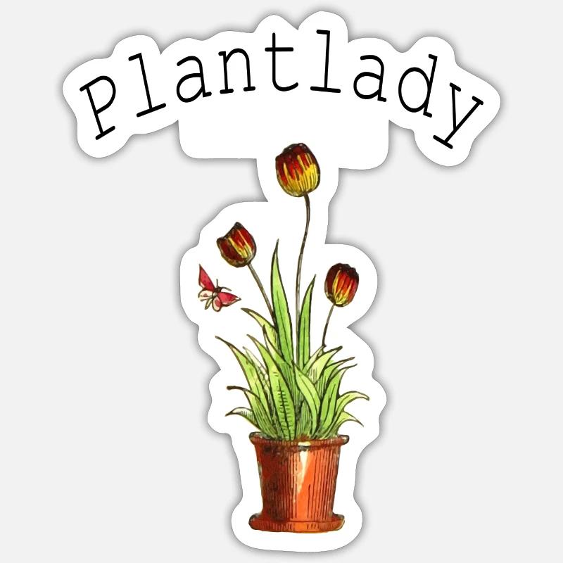 Fleurs Dame - Sticker taille S (10 x 10 cm) - blanc mat