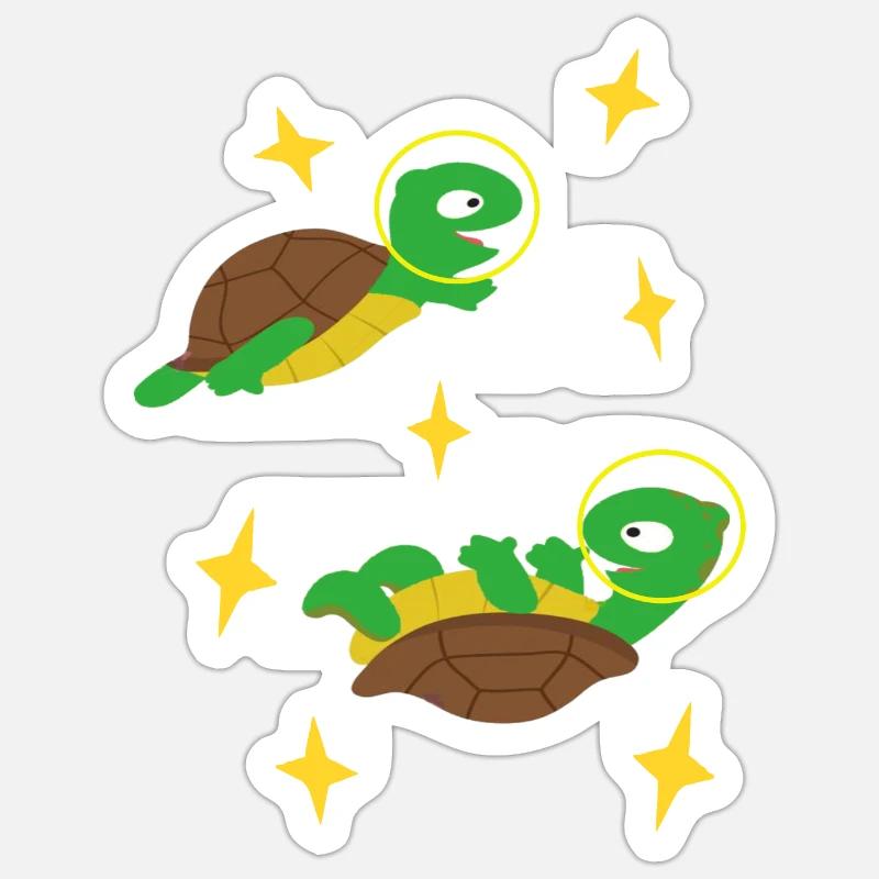 Turtles in space - Sticker size S (10 x 10 cm) - white matte