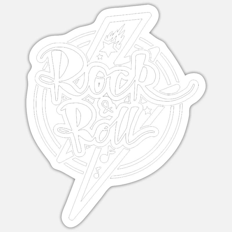 rock roll - Sticker taille S (10 x 10 cm) - blanc mat