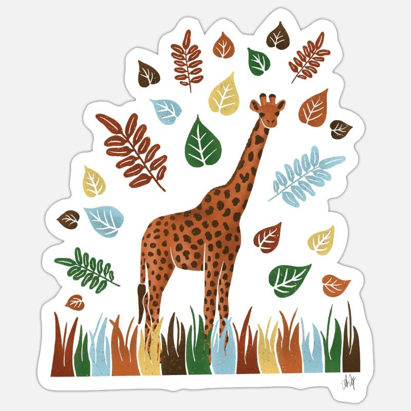Douce girafe - Sticker taille S (10 x 10 cm) - blanc mat