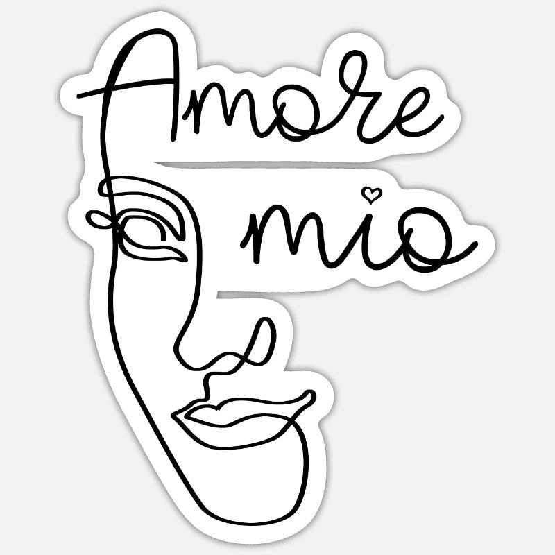 AMORE Mio LINE ART Gesicht Geschenkidee Sticker Größe S (10 x 10 cm)