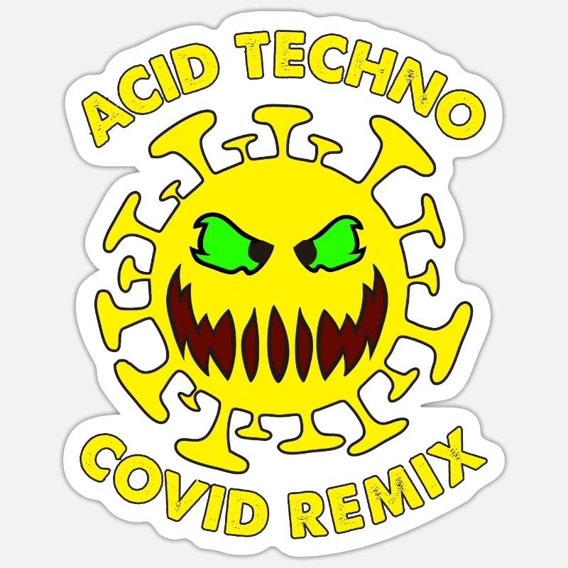 Acid Techno Covid Remix | Dunkle Harte Säure Techno Sticker Größe S (10 x 10 cm)