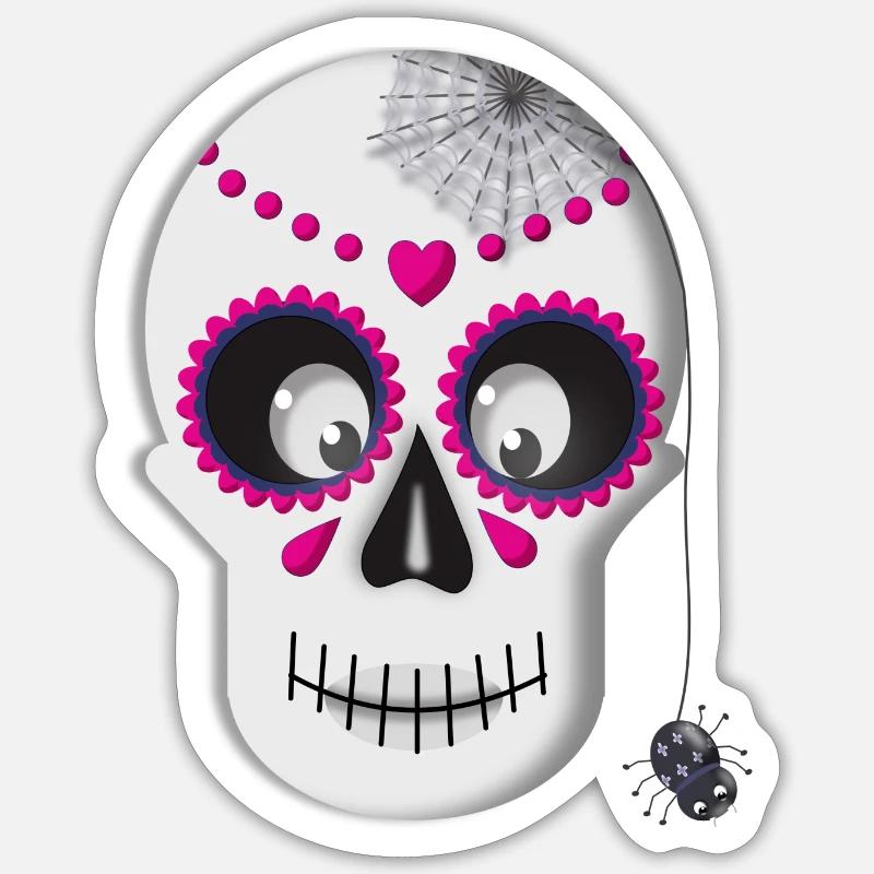 Sugar Skull - Sticker Größe S (10 x 10 cm) - Mattweiß