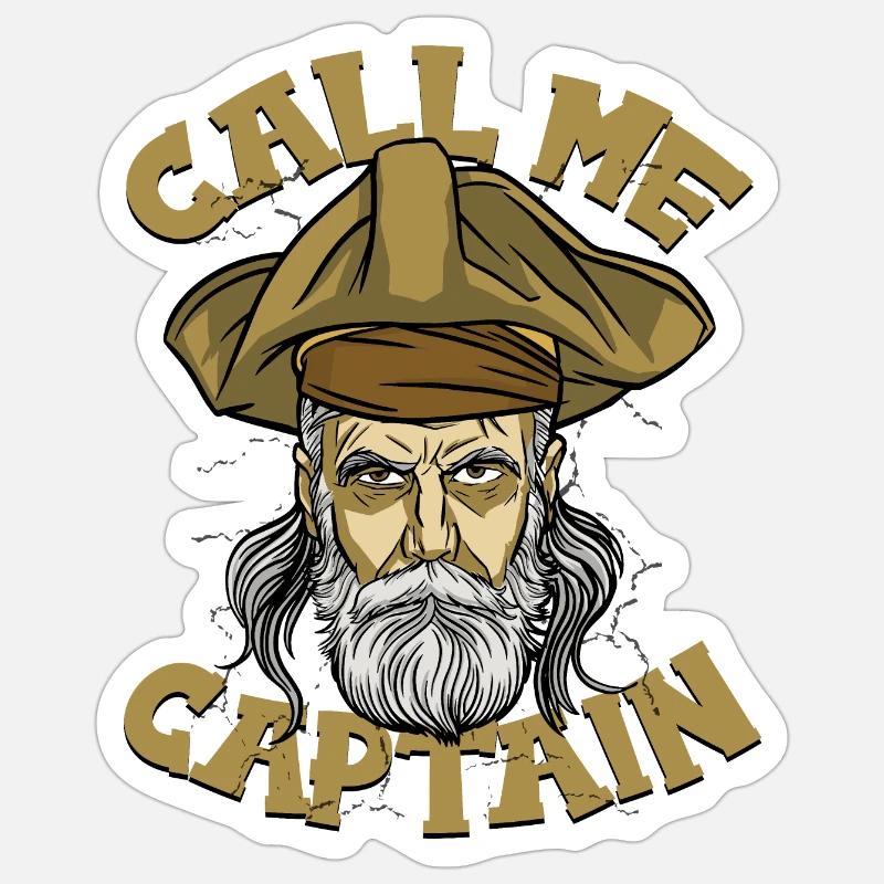 CALL ME CAPITAINE - Sticker taille S (10 x 10 cm) - blanc mat