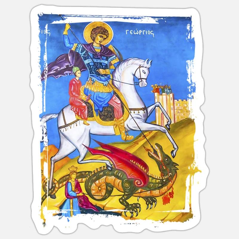 fresque orthodoxe - Sticker taille S (10 x 10 cm) - blanc mat