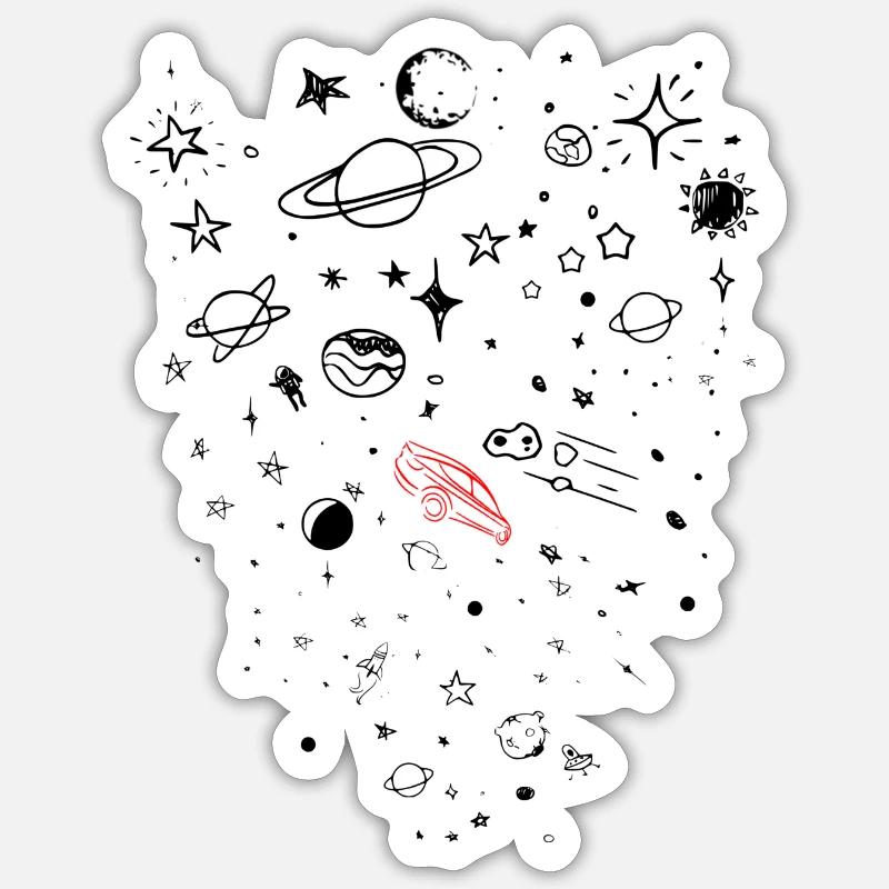 Tesla, Espace, - Sticker taille S (10 x 10 cm) - blanc mat