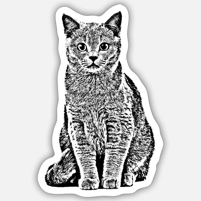 Chat - Sticker taille S (10 x 10 cm) - blanc mat