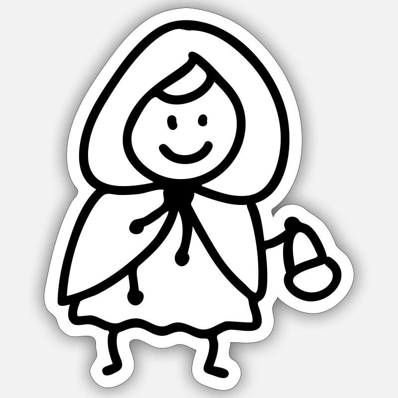 Fröhliches Rotkäppchen - line Sticker Größe S (10 x 10 cm)