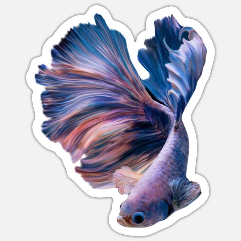 Betta Fish , aqarium hobby - Sticker taille S (10 x 10 cm) - blanc mat