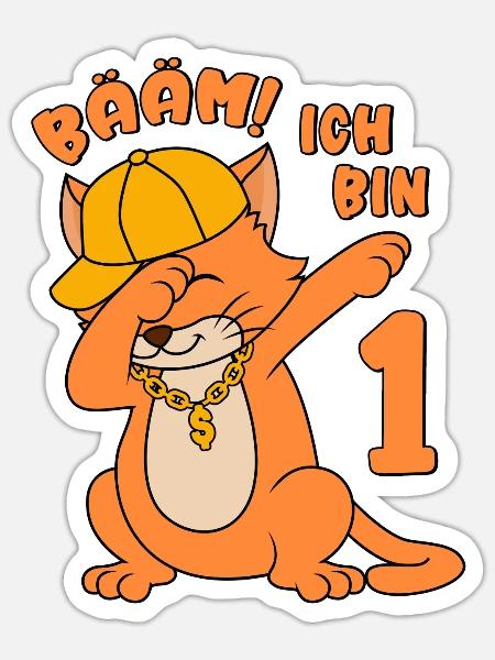 1. Geburtstag - 1 Jahr - Eins - Bääm! Ich bin 1 - Sticker Größe S (10 x 10 cm) - Mattweiß