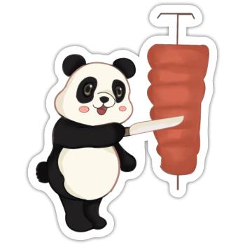 Döner Panda Kebab - Sticker Größe S (10 x 10 cm) - Mattweiß - Vorne